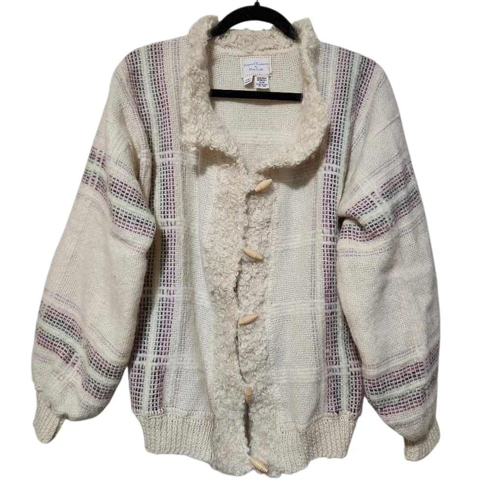Vintage Handwoven 100% Wool Knit One of a Kind Cardigan Size Large